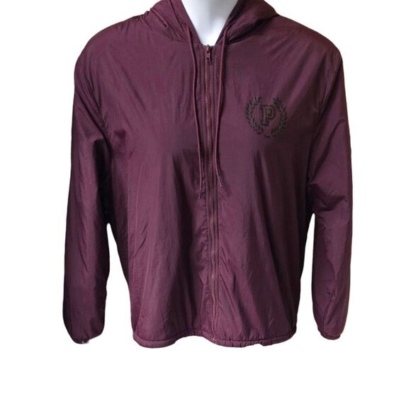 PINK VICTORIA SECRET Warm Maroon Hooded Sherpa Jacket Size M/L - Picture 2 of 16